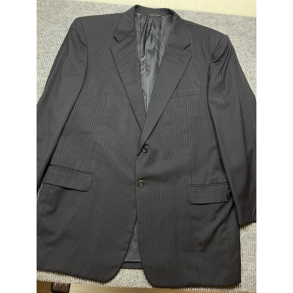 Hickey Freeman Nordstrom Mens‎ Jacket Coat Suit 46 Oakbrook Blue Pinstriped Wool - Picture 7 of 11